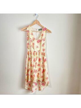 Adorable Floral Sleeveless High  Low Dress Small
